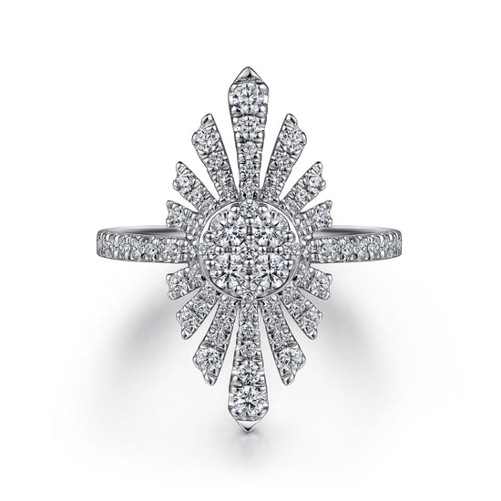 Gabriel - 14K White Gold Diamond Starburst Statement Ring