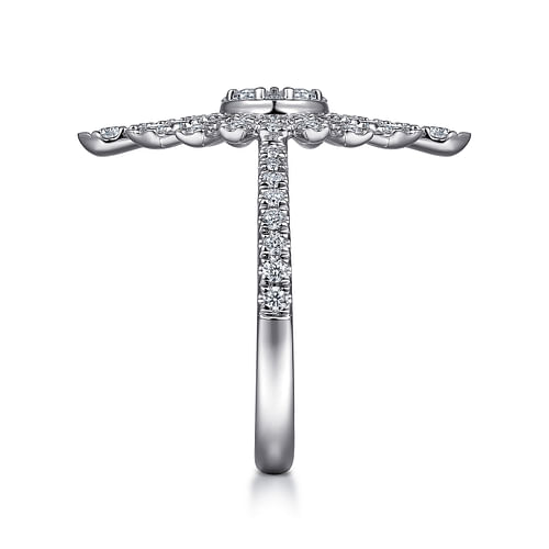 14K White Gold Diamond Starburst Statement Ring