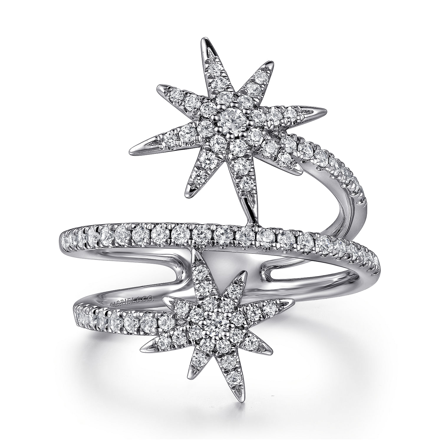 14K White Gold Diamond Starburst Wrap Ladies Ring