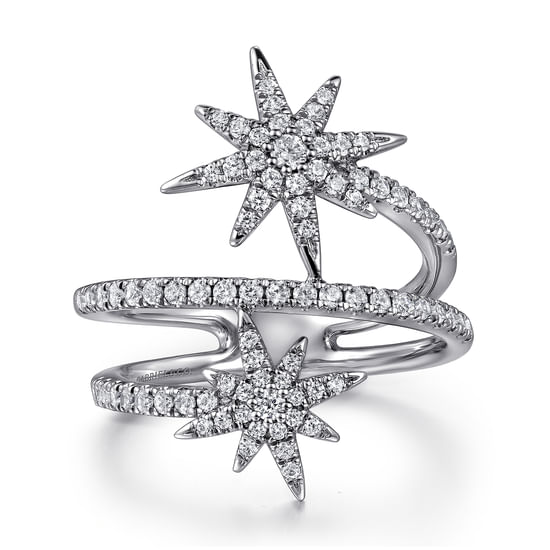 Gabriel - 14K White Gold Diamond Starburst Wrap Ladies Ring