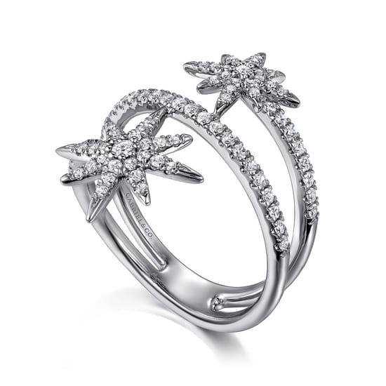14K White Gold Diamond Starburst Wrap Ladies Ring angle 3 14K White Gold Diamond Starburst Wrap Ladies Ring angle 3