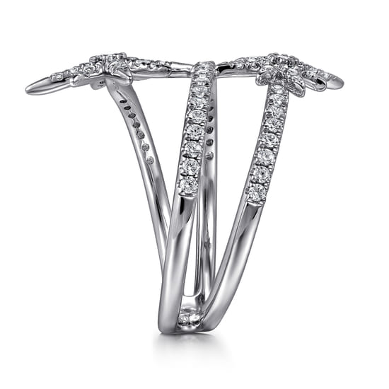 14K White Gold Diamond Starburst Wrap Ladies Ring angle 4 14K White Gold Diamond Starburst Wrap Ladies Ring angle 4