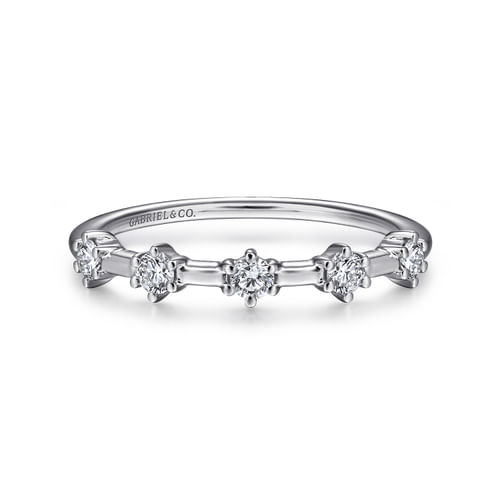 14K White Gold Diamond Station Anniversary Band