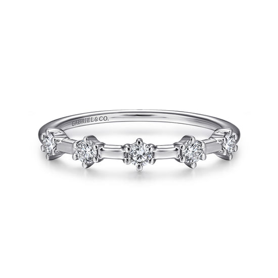 Gabriel - 14K White Gold Diamond Station Anniversary Band