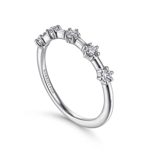 14K White Gold Diamond Station Anniversary Band