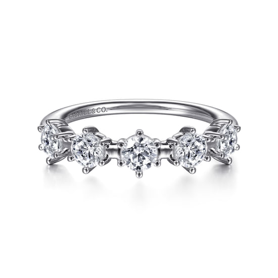 Gabriel - 14K White Gold Diamond Station Anniversary Band