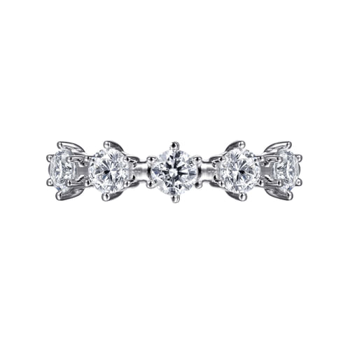 14K White Gold Diamond Station Anniversary Band