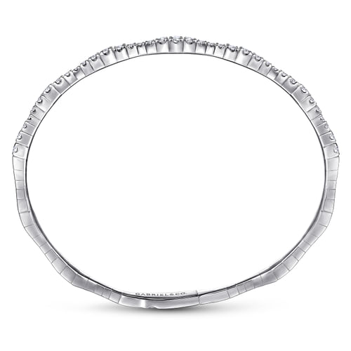 14K White Gold Diamond Station Bangle