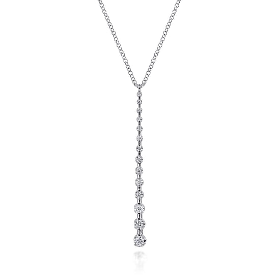 Gabriel - 14K White Gold Diamond Station Bar Pendant Necklace