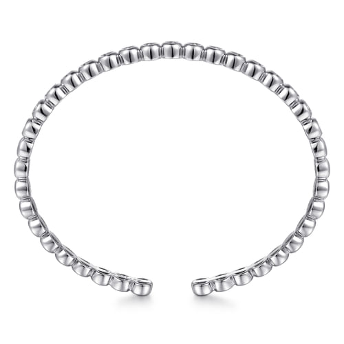 14K White Gold Diamond Station Open Bangle