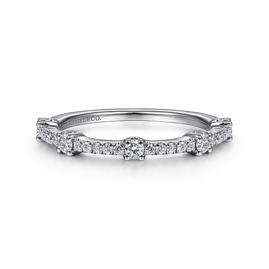 Gabriel - 14K White Gold Diamond Station Stackable Ring