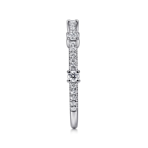 14K White Gold Diamond Station Stackable Ring