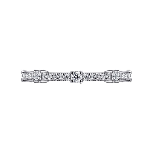 14K White Gold Diamond Station Stackable Ring