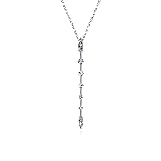 Gabriel - 14K White Gold Diamond Station Y Necklace