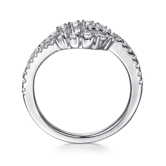 14K White Gold Diamond Stirrup Ring angle 2