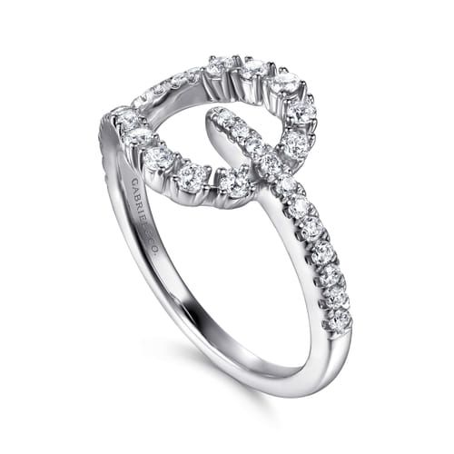 14K White Gold Diamond Stirrup Ring 14K White Gold Diamond Stirrup Ring