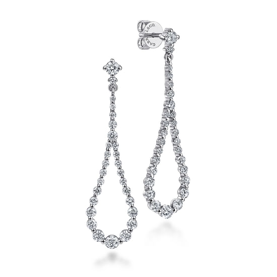 Gabriel - 14K White Gold Diamond Stud Drop Earrings