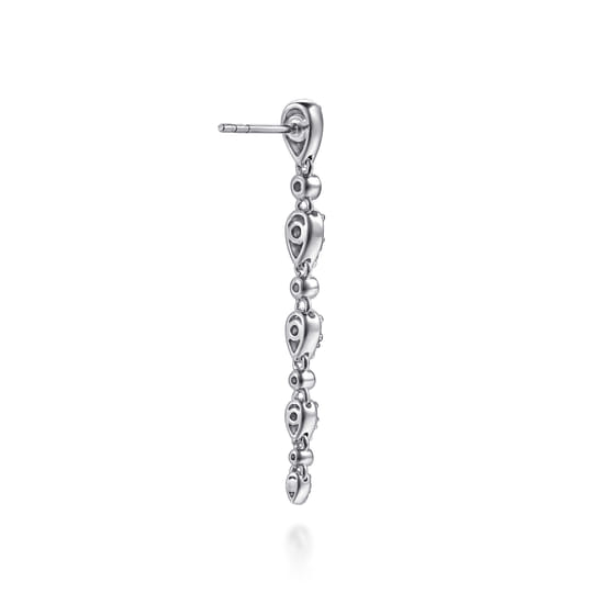 14K White Gold Diamond Stud Drop Earrings angle 2