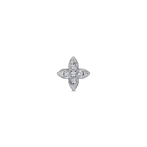 14K White Gold Diamond Stud Single Earring