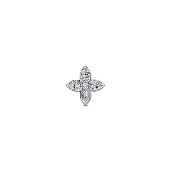 14K White Gold Diamond Stud Single Earring angle 2