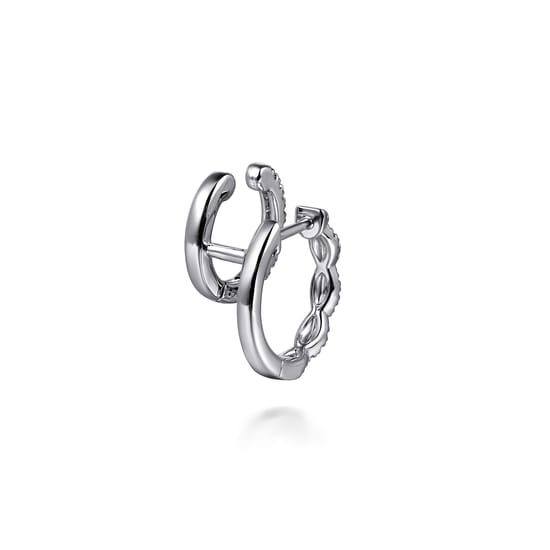 14K White Gold Diamond Stuggies Earrings angle 3