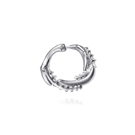 14K White Gold Diamond Swirl Bypass Hoop Earrings angle 2