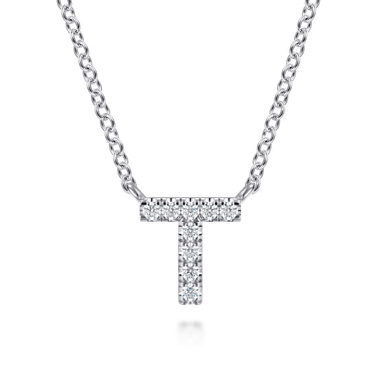 Gabriel - 14K White Gold Diamond T Initial Pendant Necklace