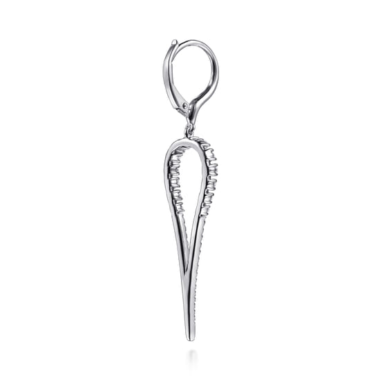 14K White Gold Diamond Teardrop Drop Earrings angle 2