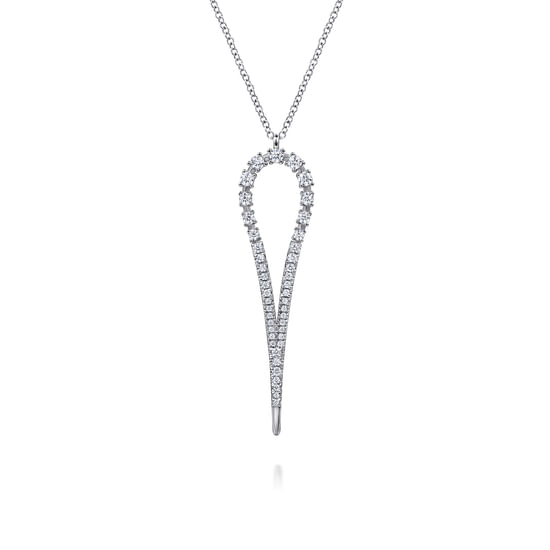 Gabriel - 14K White Gold Diamond Teardrop Drop Necklace