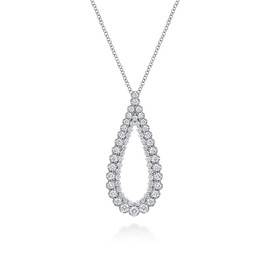 Gabriel - 14K White Gold Diamond Teardrop Drop Necklace