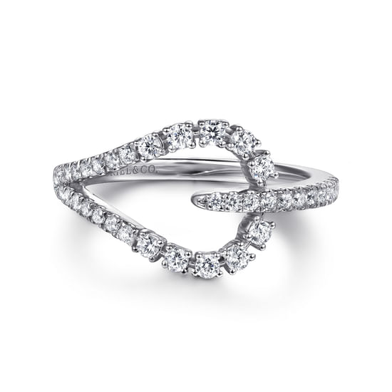 Gabriel - 14K White Gold Diamond Teardrop Link Ring