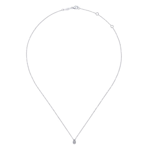 14K White Gold Diamond Teardrop Pendant Necklace