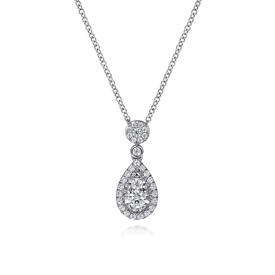 Gabriel - 14K White Gold Diamond Teardrop Pendant Necklace