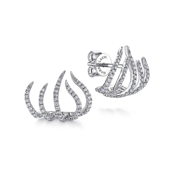 Gabriel - 14K White Gold Diamond Tendril Stud Earrings