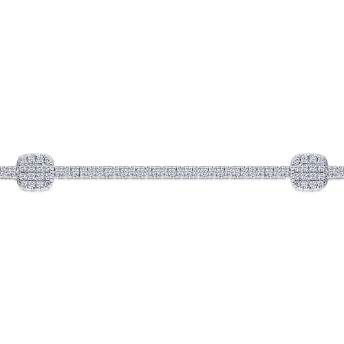 14K White Gold Diamond Tennis Bracelet with Diamond Cube Stations