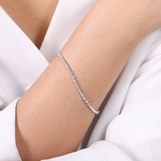 14K White Gold Diamond Tennis Bracelet angle 3