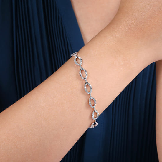 14K White Gold Diamond Tennis Bracelet angle 3
