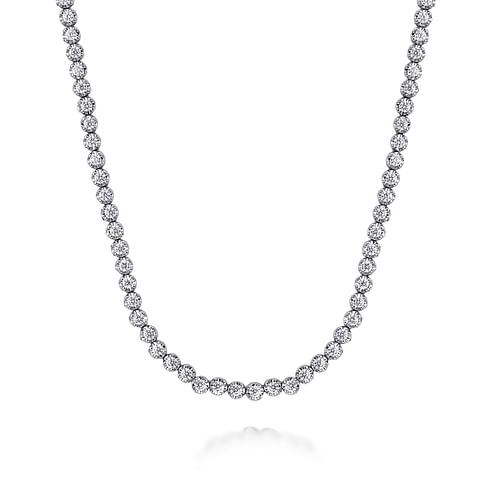 14K White Gold Diamond Tennis Necklace