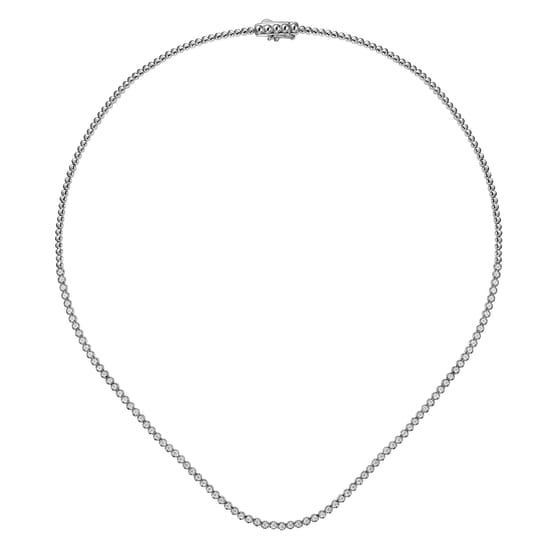 14K White Gold Diamond Tennis Necklace angle 2 14K White Gold Diamond Tennis Necklace angle 2