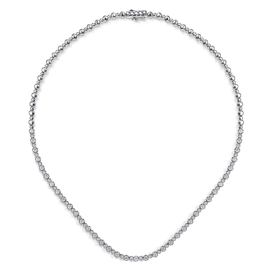 14K White Gold Diamond Tennis Necklace angle 2 14K White Gold Diamond Tennis Necklace angle 2