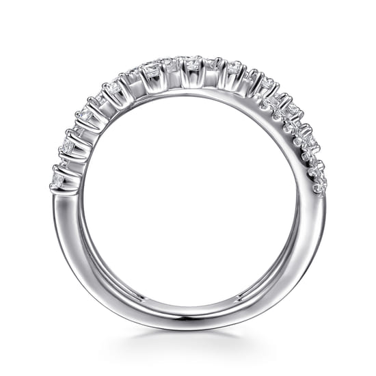 14K White Gold Diamond Thorn Criss Cross Ring angle 2