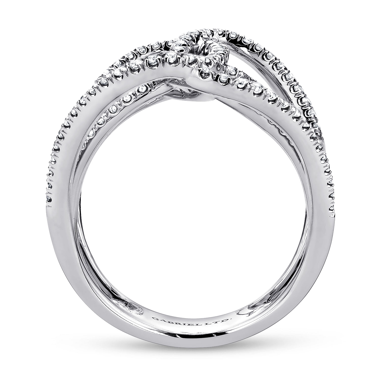 14K White Gold Diamond Twisted Ladies Ring