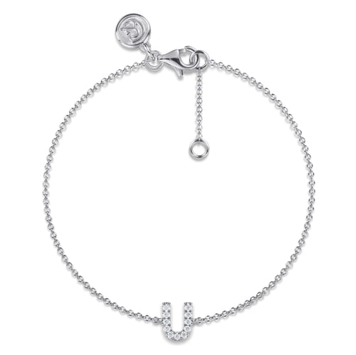 14K White Gold Diamond U Initial Chain Bracelet 14K White Gold Diamond U Initial Chain Bracelet