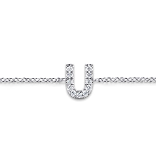14K White Gold Diamond U Initial Chain Bracelet 14K White Gold Diamond U Initial Chain Bracelet