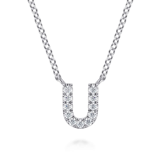 Gabriel - 14K White Gold Diamond U Initial Pendant Necklace Gabriel - 14K White Gold Diamond U Initial Pendant Necklace