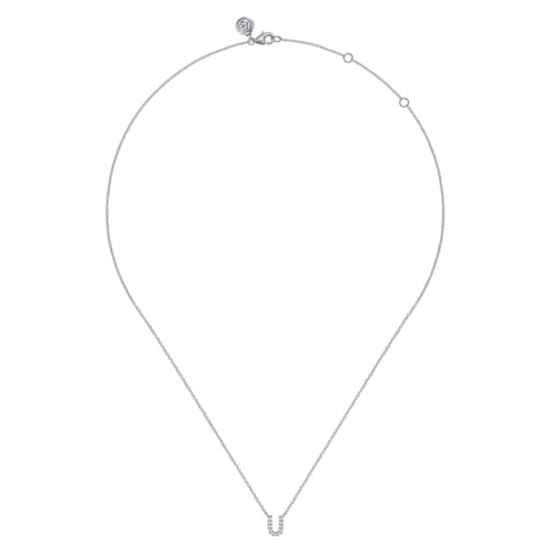 14K White Gold Diamond U Initial Pendant Necklace 14K White Gold Diamond U Initial Pendant Necklace