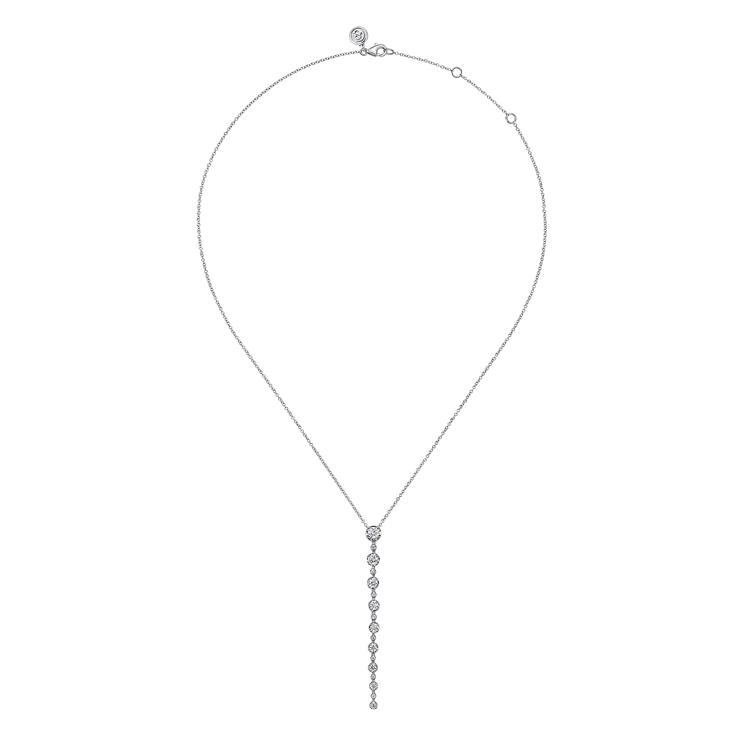 14K White Gold Diamond Vertical Bar Necklace　
