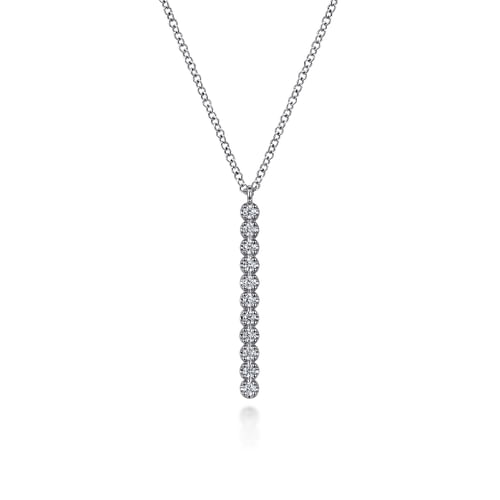 14K White Gold Diamond Vertical Bar Y Pendant Necklace