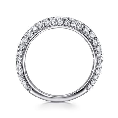 14K White Gold Diamond Wave Stackable Ring