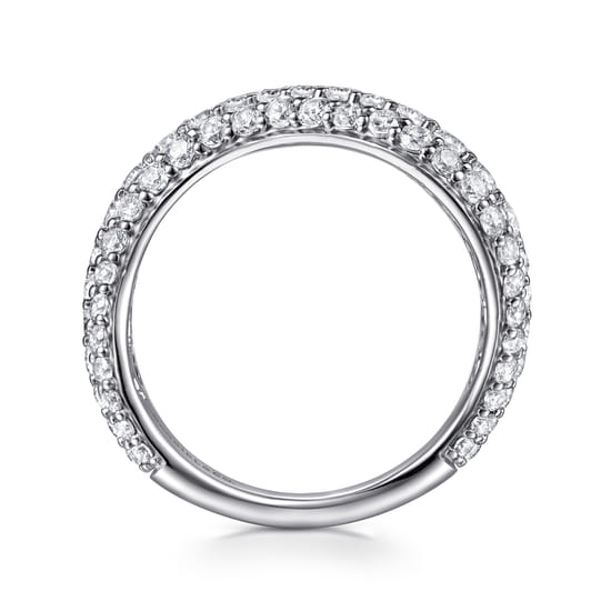 14K White Gold Diamond Wave Stackable Ring angle 2
